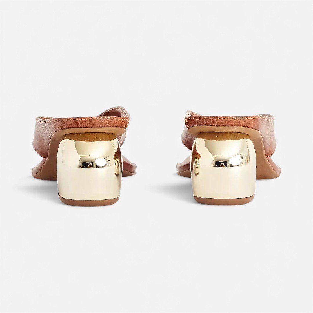 Tamanco Sonho Dos Pés De Dedo Salto Orgânico Metalizado Marrom Marrom 3