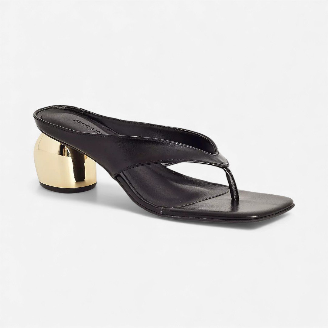 Tamanco Sonho Dos Pés De Dedo Salto Orgânico Metalizado Preto Preto 2