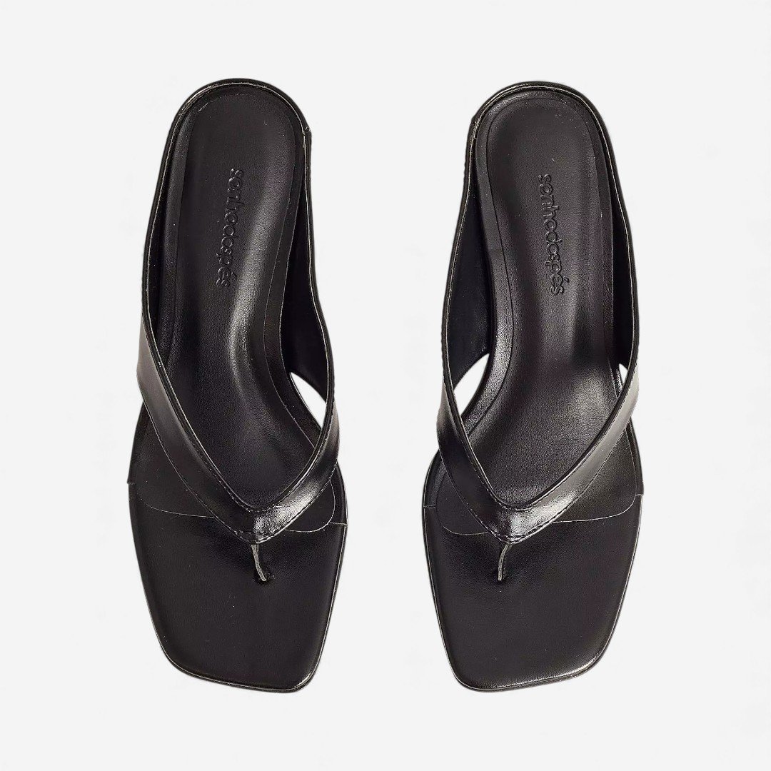 Tamanco Sonho Dos Pés De Dedo Salto Orgânico Metalizado Preto Preto 4