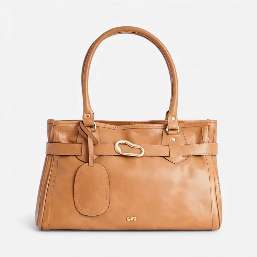 Bolsa Couro Grande Argola Orgânica Capuccino