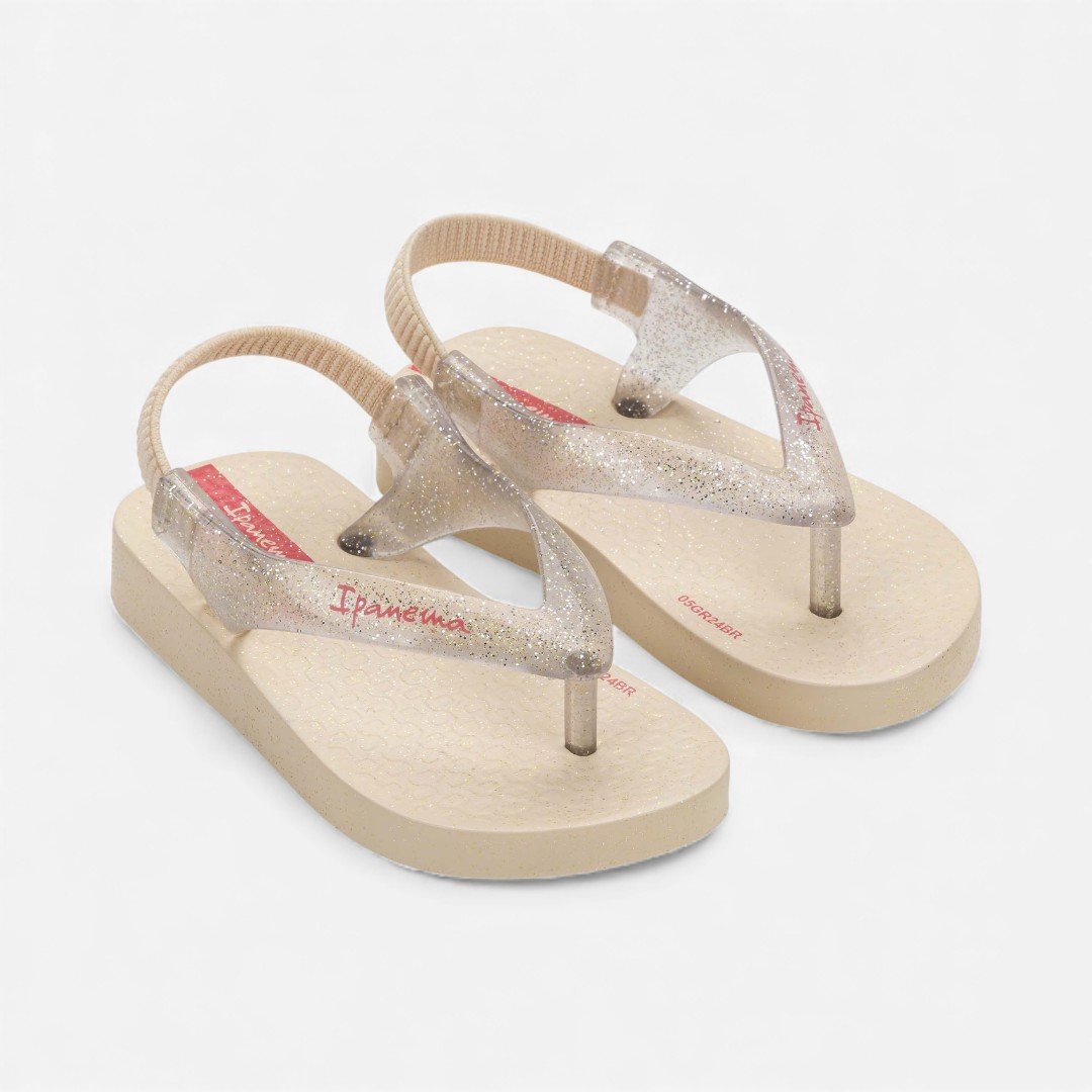 Chinelo De Dedo De Bebê Glitter Ipanema Bege