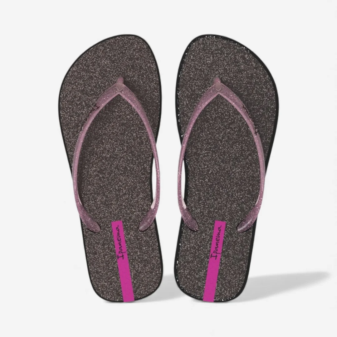 Chinelo Ipanema Glitter Feminino Infantil Preto Preto/Rosa Glitter 2