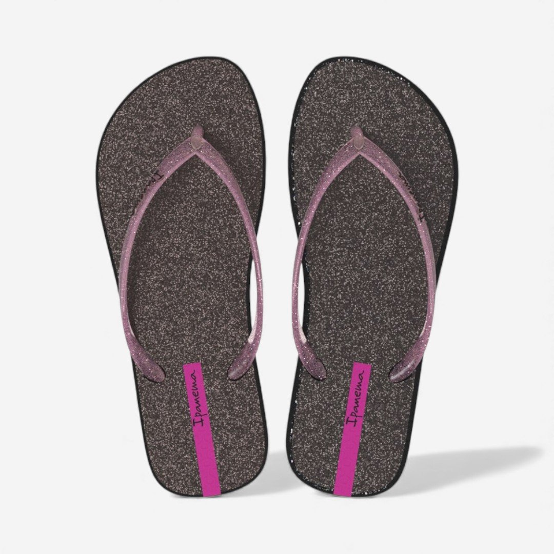 Chinelo Ipanema Glitter Feminino Infantil Preto Preto/Rosa Glitter 2