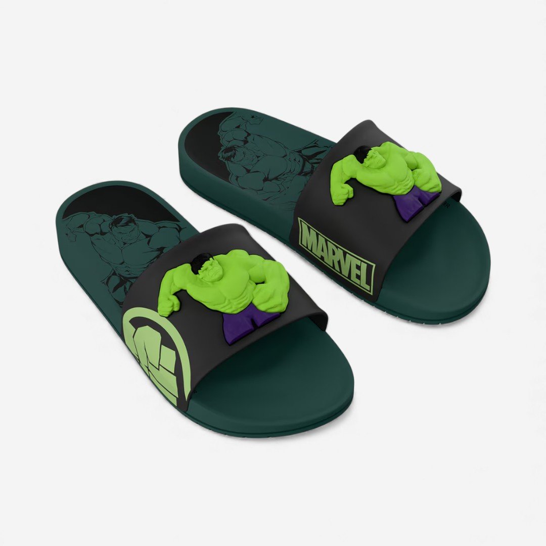 Chinelo Slide Marvel Dash Infantil Hulk Verde