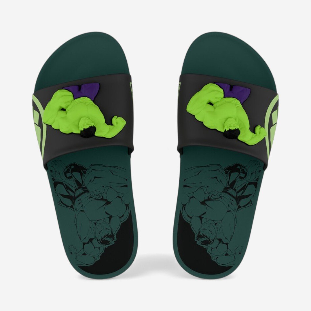 Chinelo Slide Marvel Dash Infantil Hulk Verde Verde/Preto 3