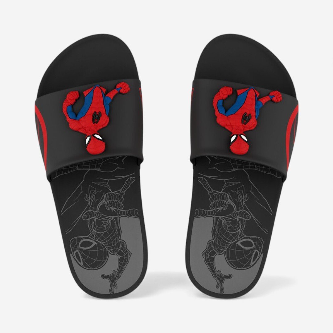 Chinelo Slide Marvel Dash Infantil Homem Aranha Preto Preto/Vermelho 3