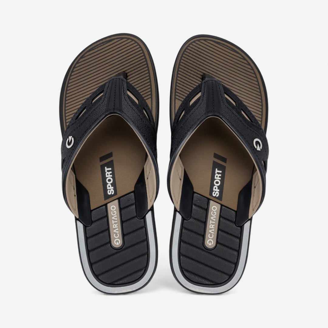 Chinelo Cartago Dallas Masculino Preto Preto/Bege 3