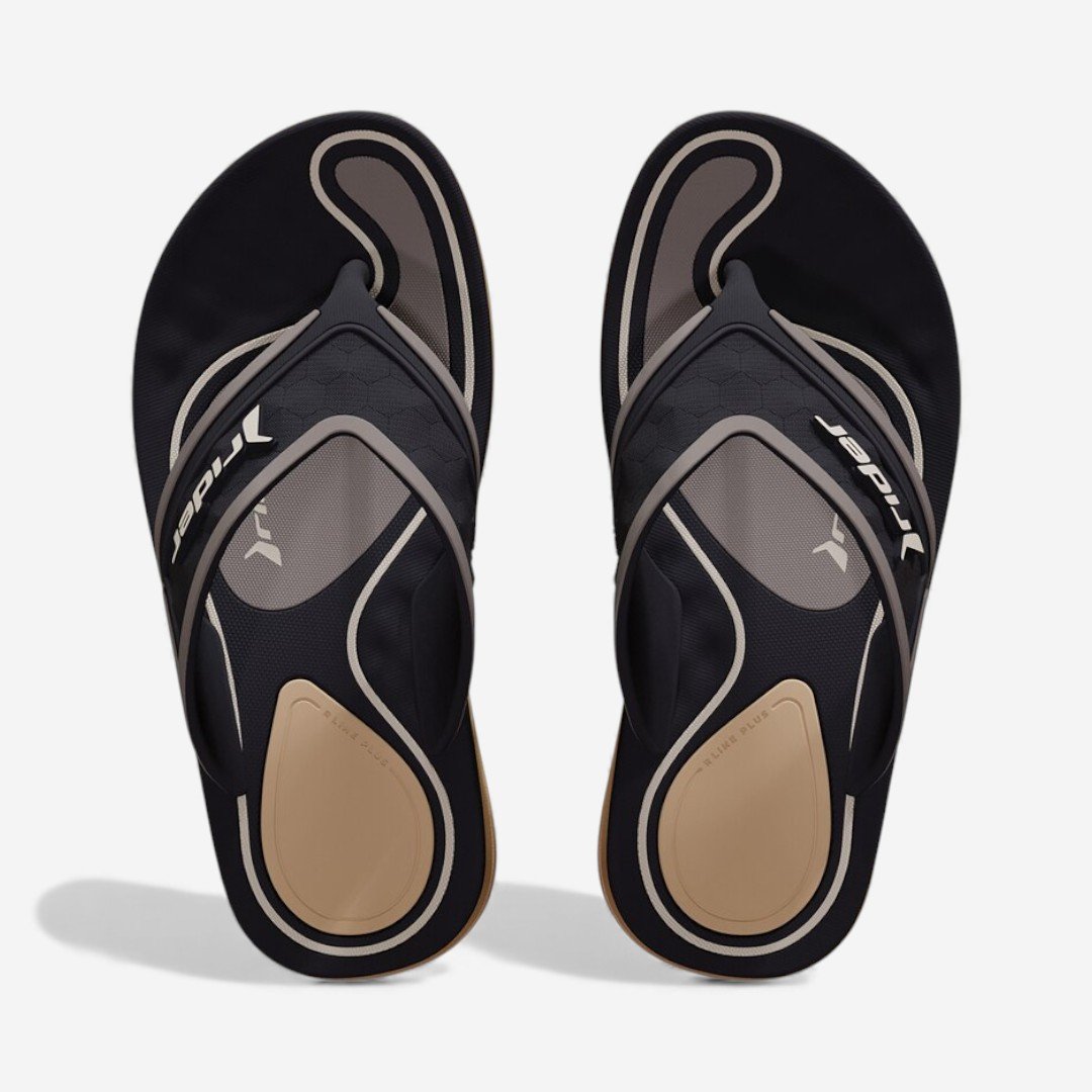 Chinelo Rider R Line Plus Masculino Infantil Preto Bege/Preto 2