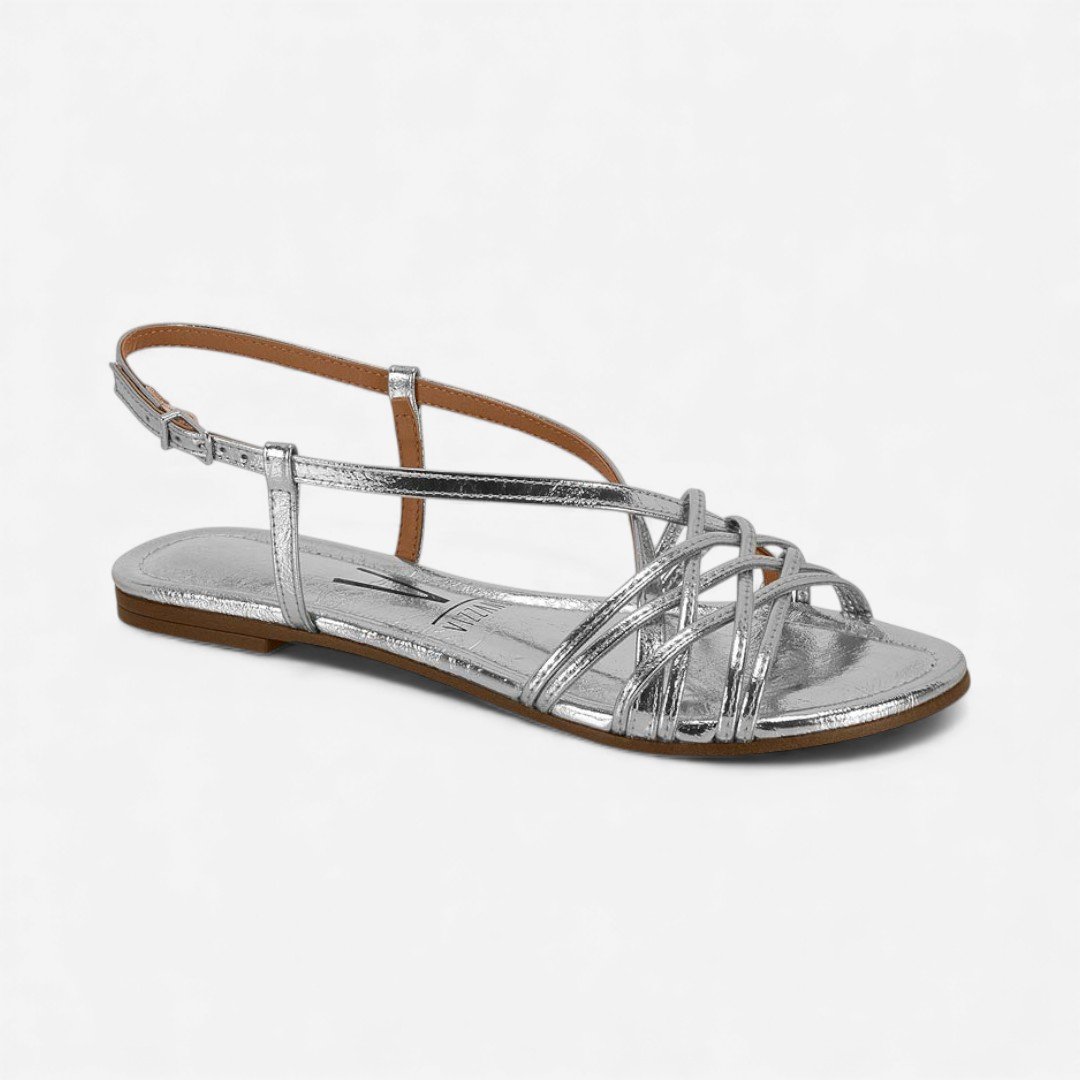 Sandália Rasteira Vizzano Metalizada Prata