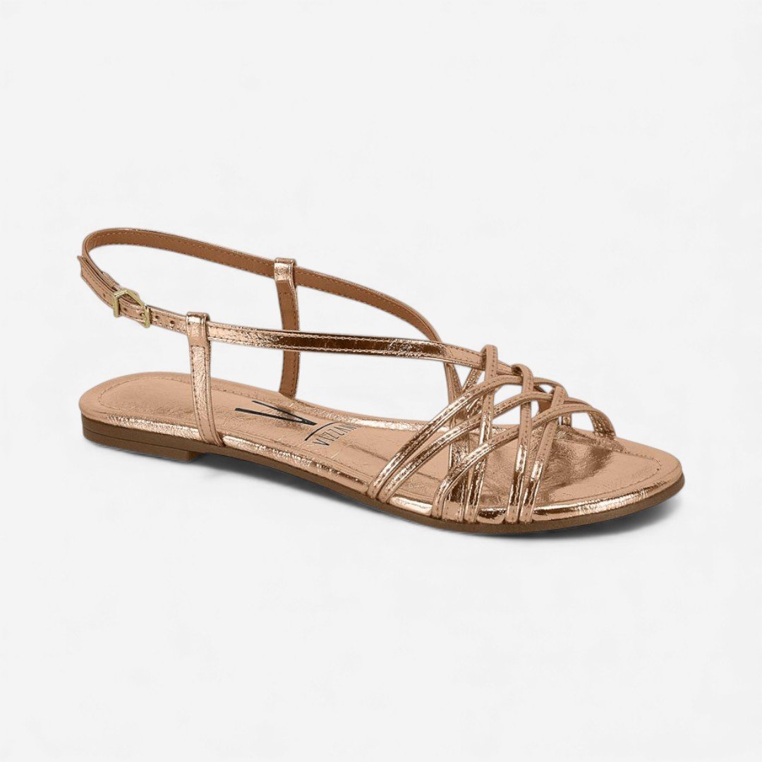 Sandália Rasteira Vizzano Metalizada Rosê Rose Gold 2