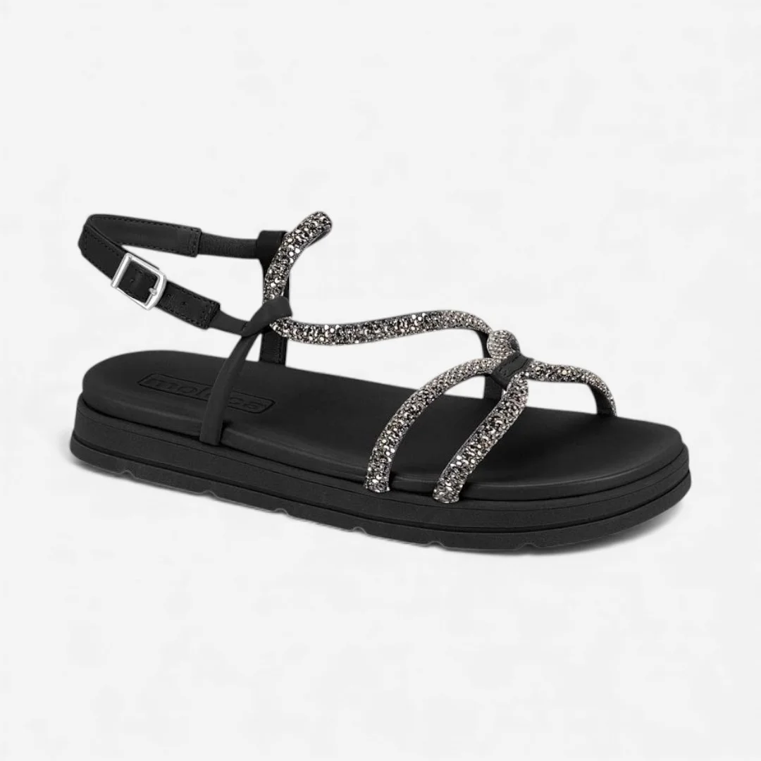 Sandália Papete Moleca Com Strass Preta Preto 2