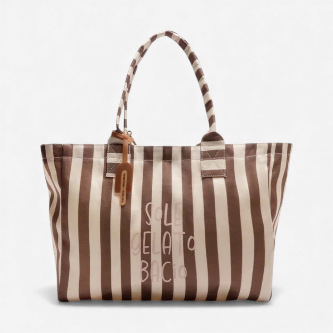 Bolsa Shopping Listrada Grande Brizza Bacio Di Latte Marrom
