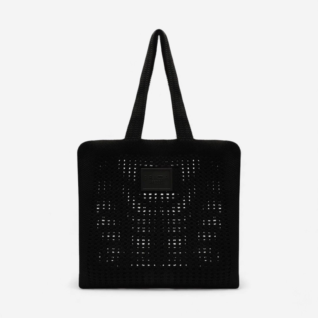 Bolsa Brizza Shopping Crochê Mônaco Grande Preta