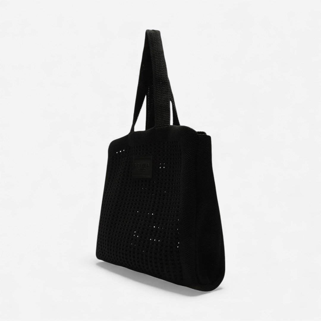 Bolsa Brizza Shopping Crochê Mônaco Grande Preta Preto 3