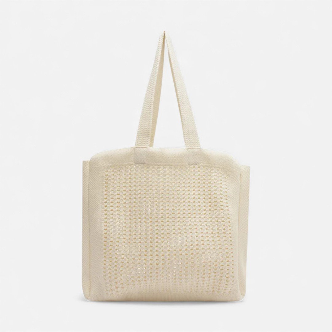 Bolsa Brizza Shopping Crochê Mônaco Grande Off White Bege 3