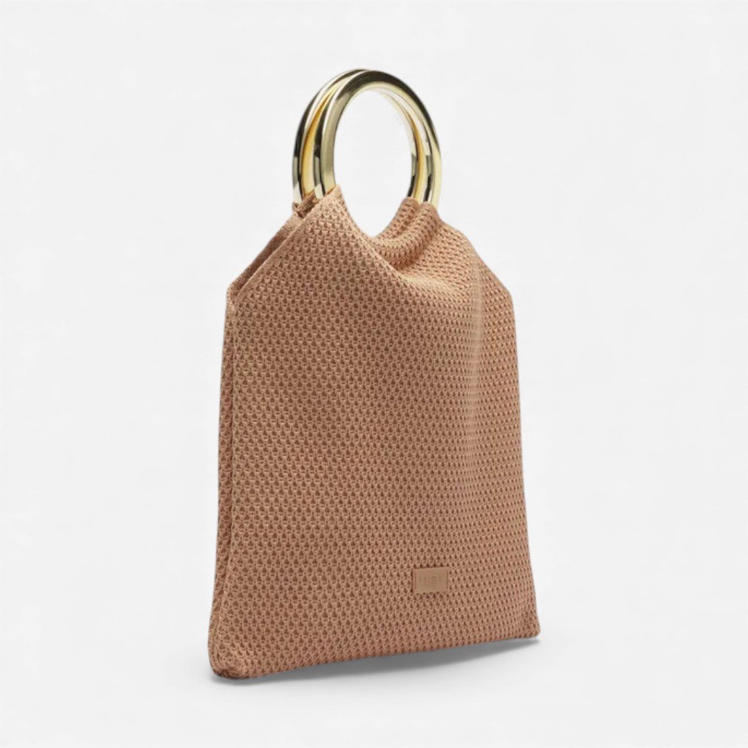 Clutch Brizza Crochê Alças Argolas Marrom Marrom 2