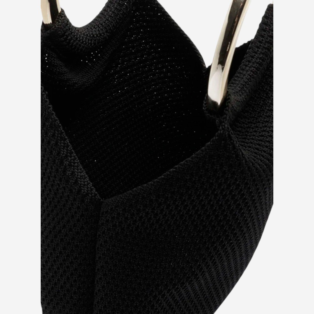 Clutch Brizza Crochê Alças Argolas Preta Preto 5