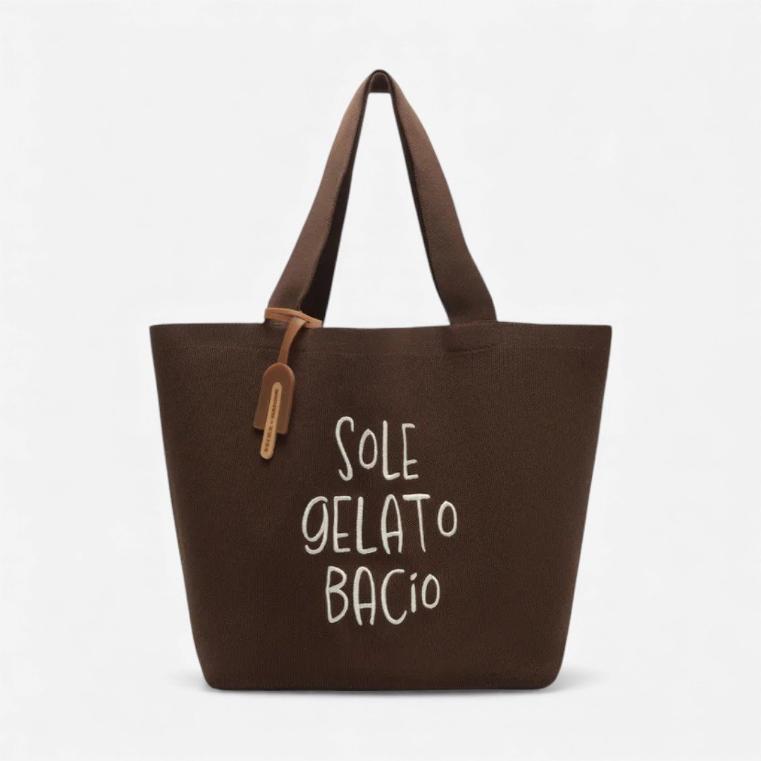 Bolsa Shopping Crochê Grande Brizza Bacio Di Latte Marrom