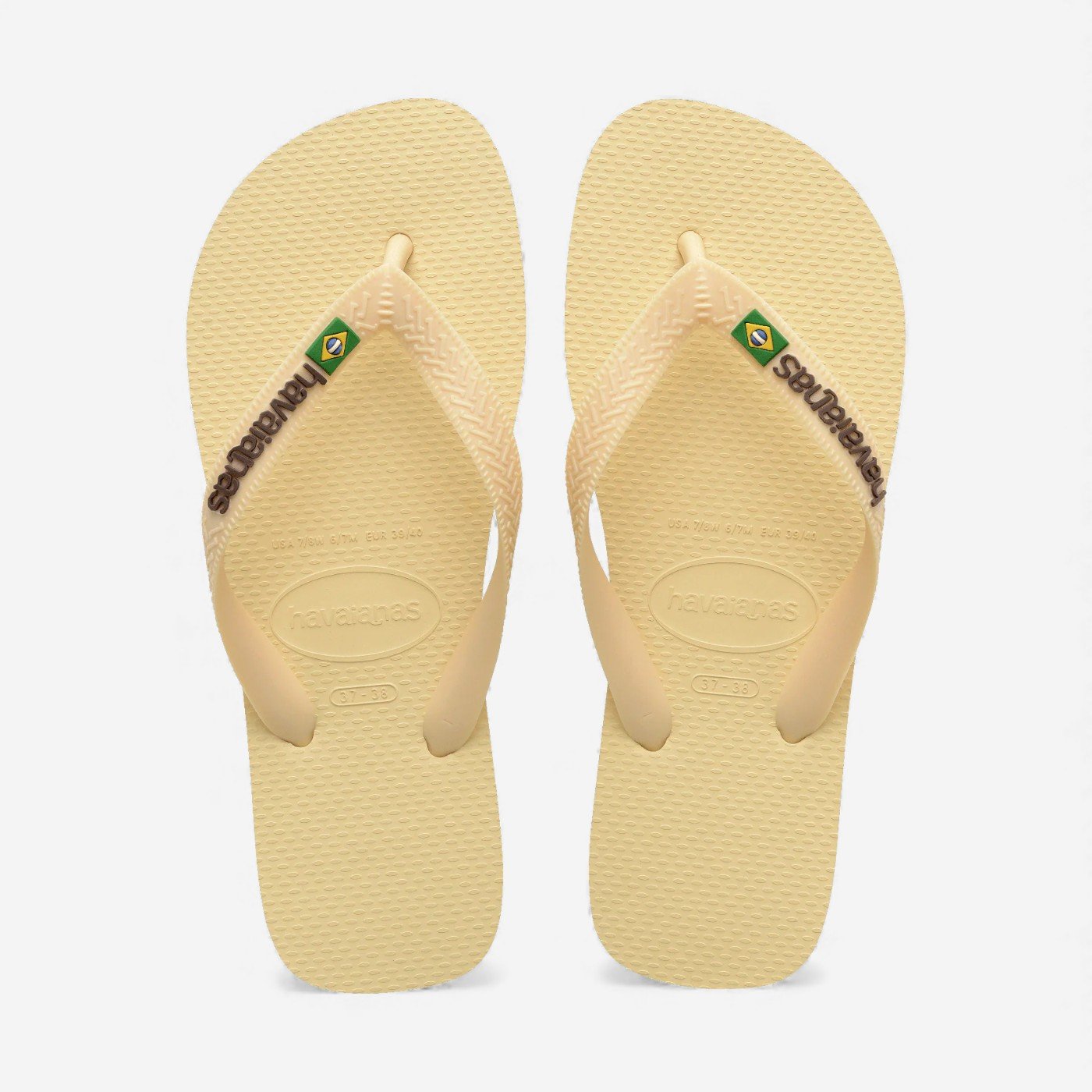 Chinelo Havaianas Brasil Logo Manteiga