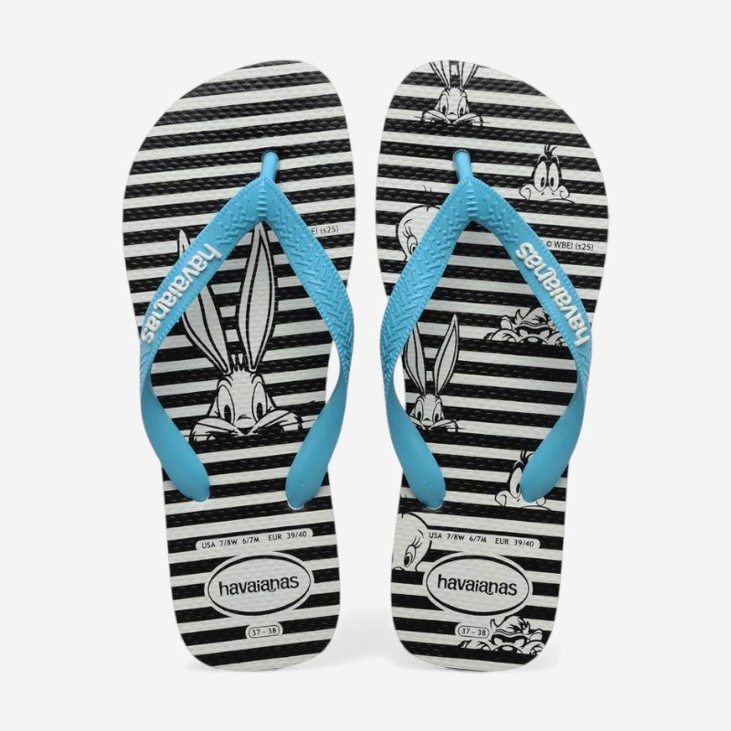 Chinelo Havaianas Top Warner Branco Branco/Azul 2