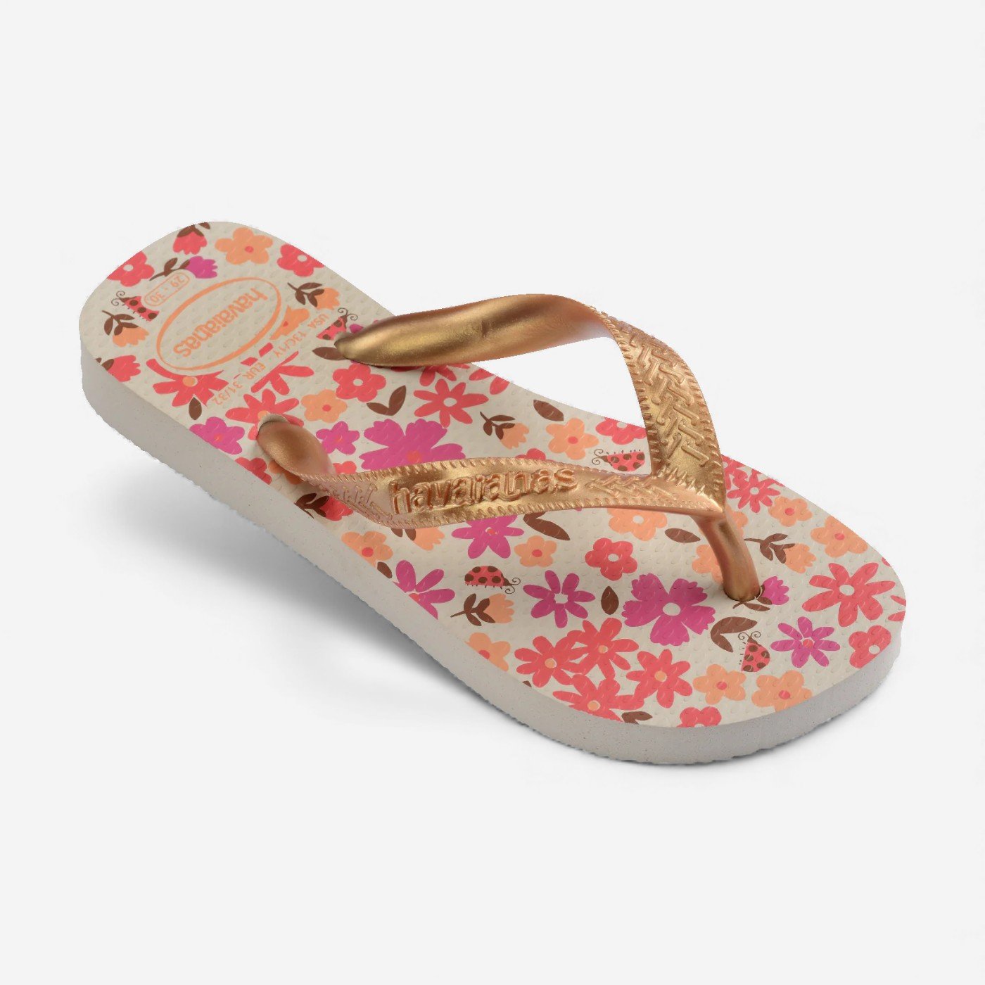 Chienlos Havaianas Kids Flores Infantil Bege/Dourado 3