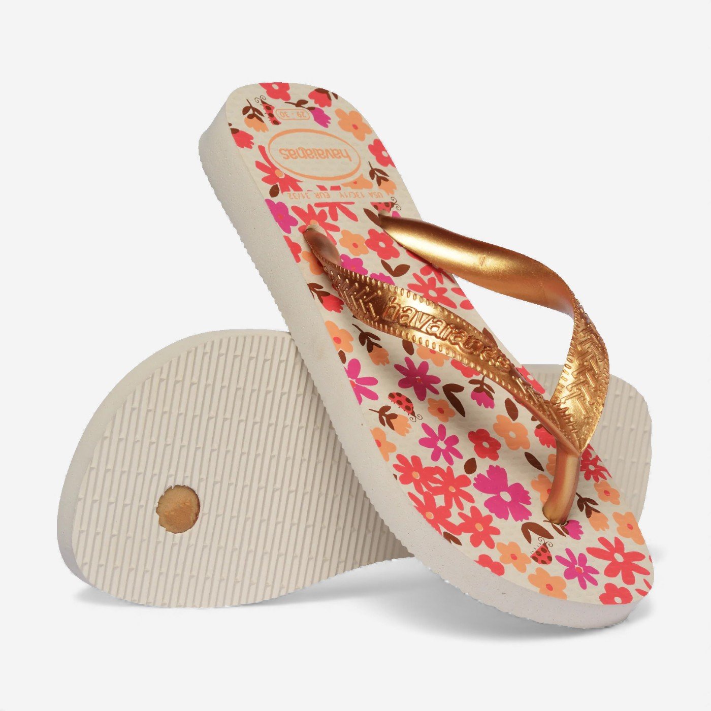 Chienlos Havaianas Kids Flores Infantil Bege/Dourado 4