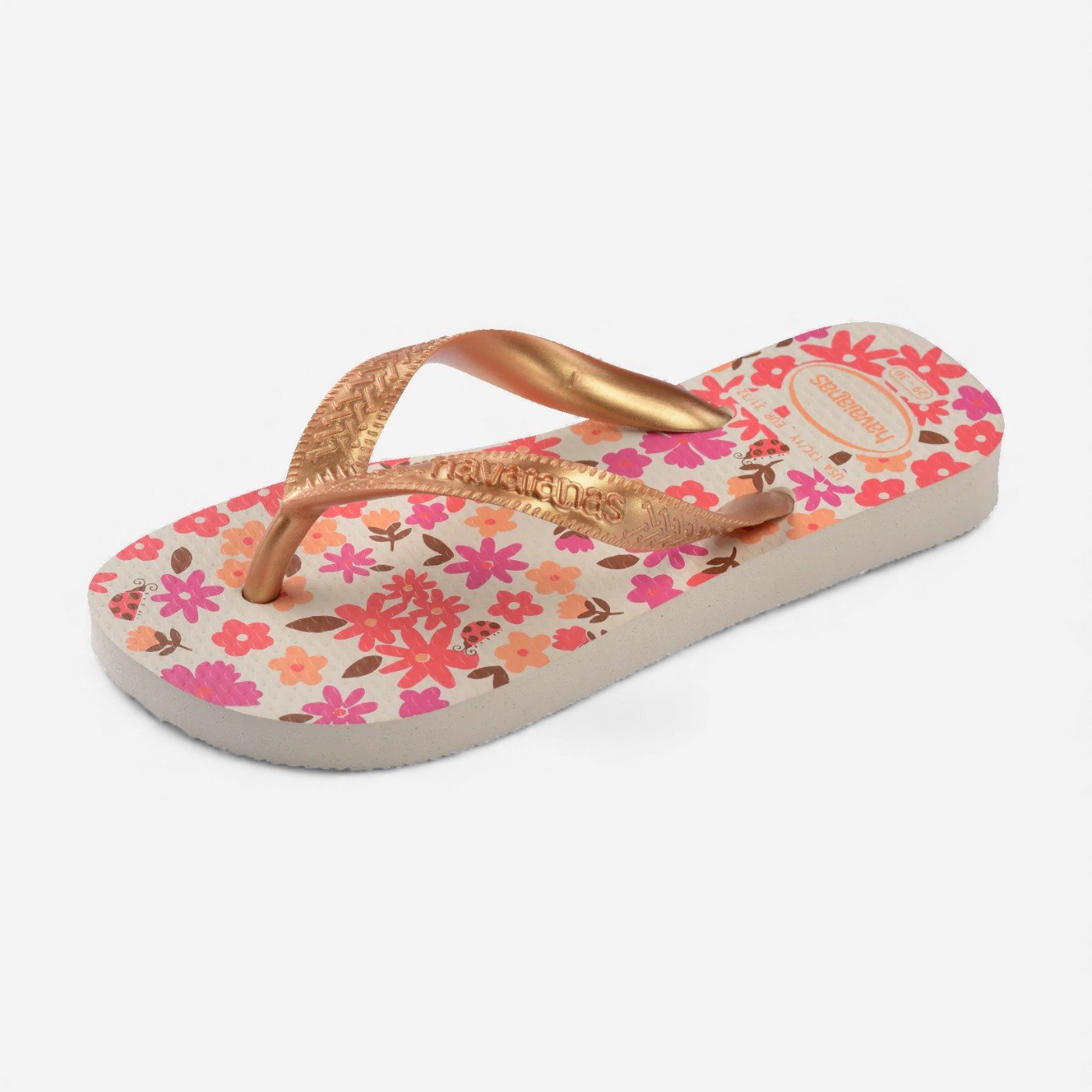 Chienlos Havaianas Kids Flores Infantil Bege/Dourado 6
