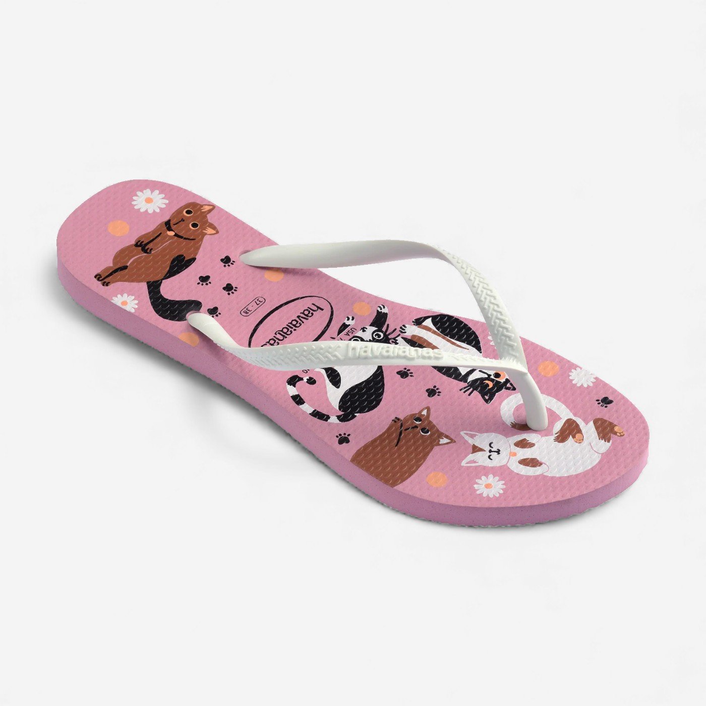 Chinelo Havaianas Slim Pets Branco/Rosa 3
