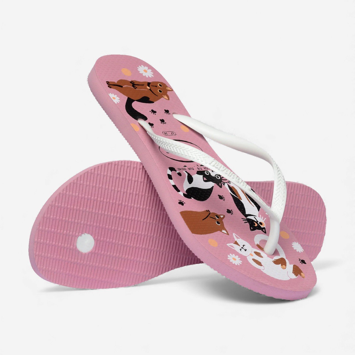 Chinelo Havaianas Slim Pets Branco/Rosa 4