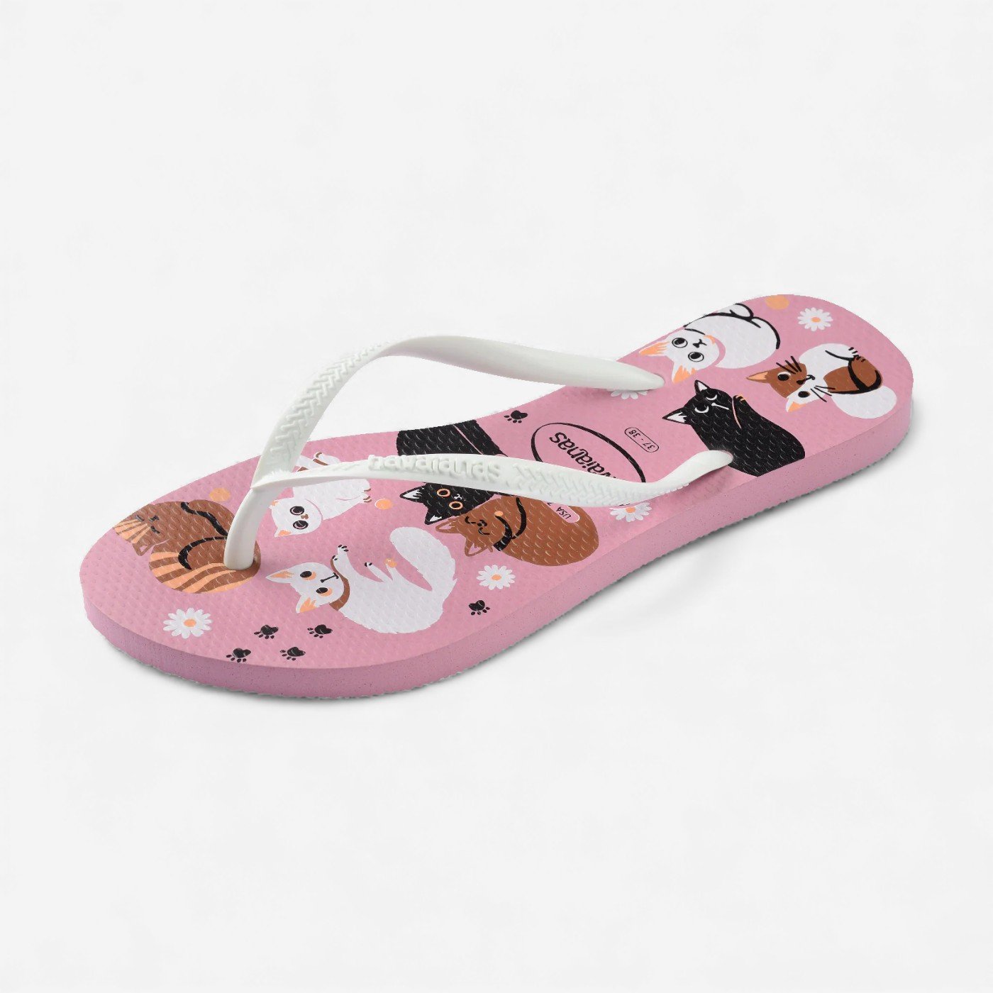 Chinelo Havaianas Slim Pets Branco/Rosa 6