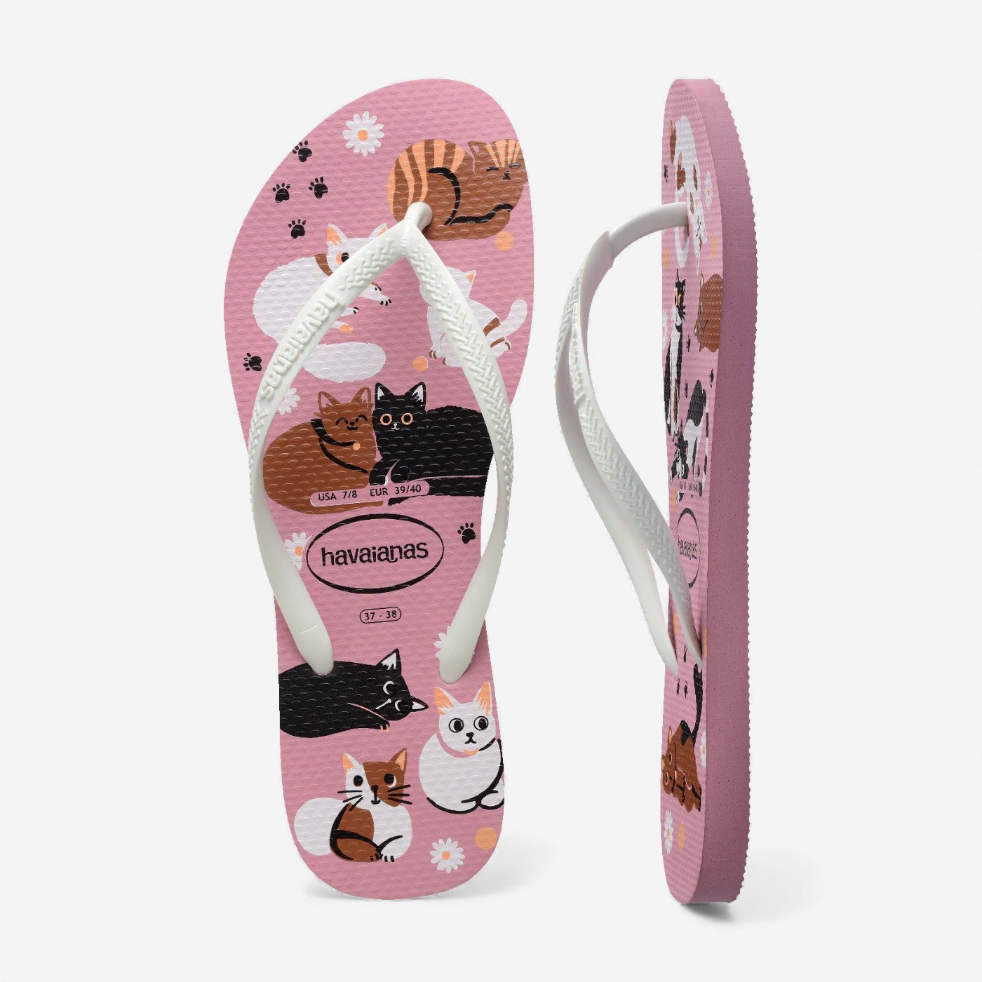 Chinelo Havaianas Slim Pets Branco/Rosa 5