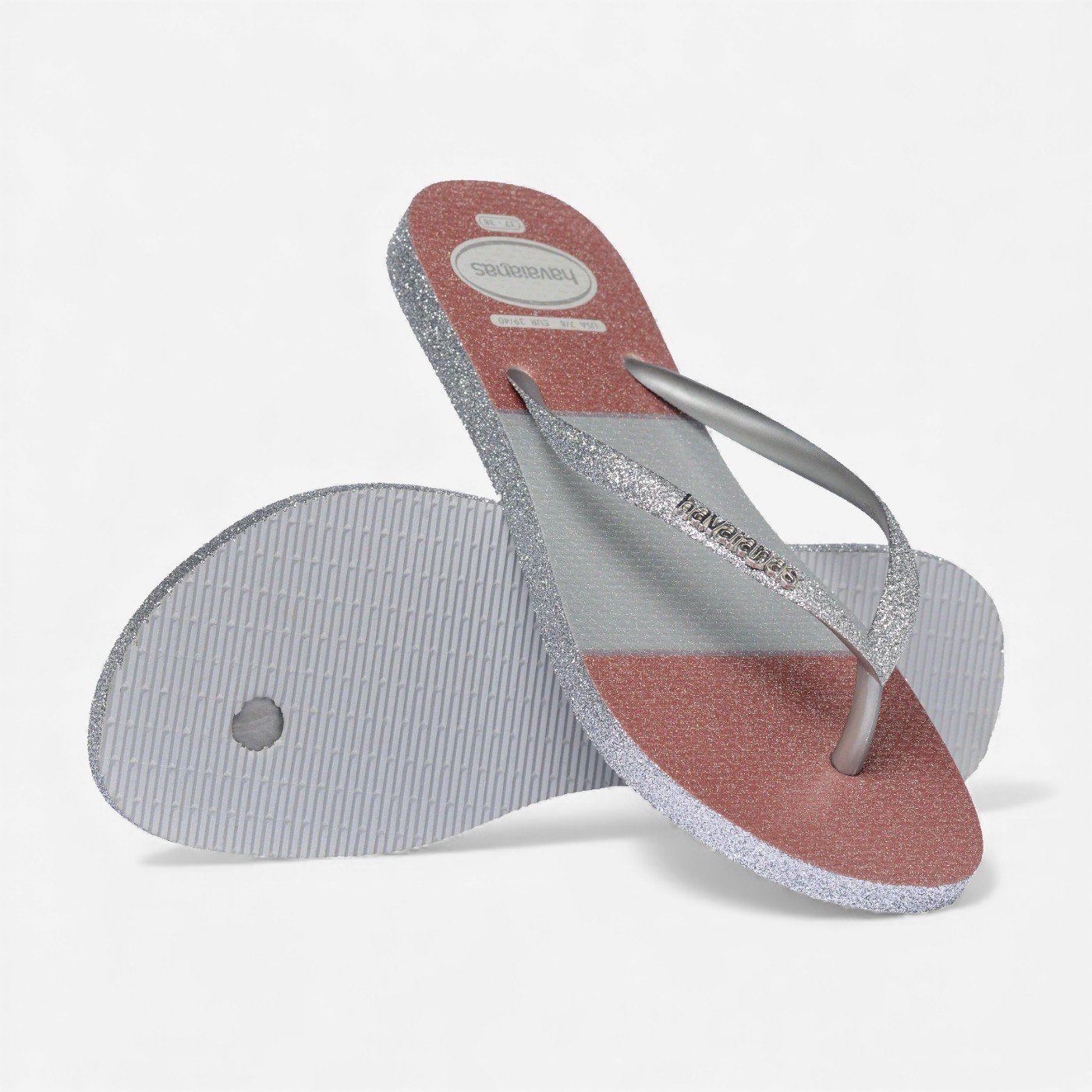 Chinelo Havaianas Slim Glitter Glam Prata 4