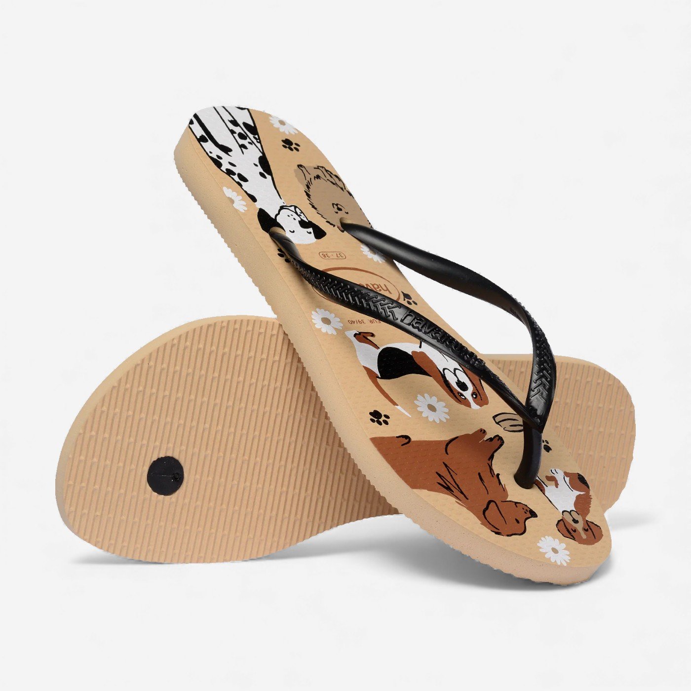 Chinelo Havaianas Slim Pets Bege/Preto 4