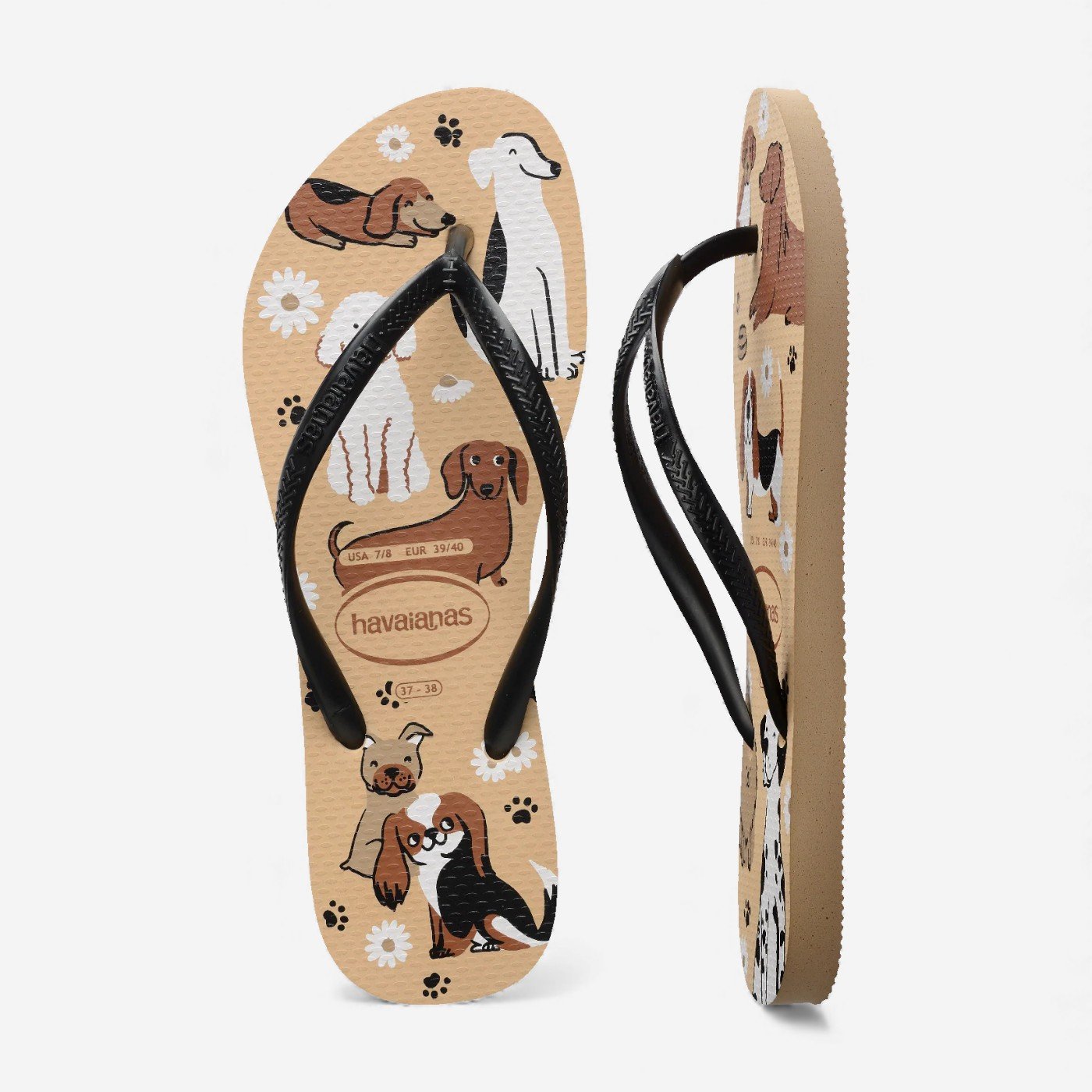 Chinelo Havaianas Slim Pets Bege/Preto 5