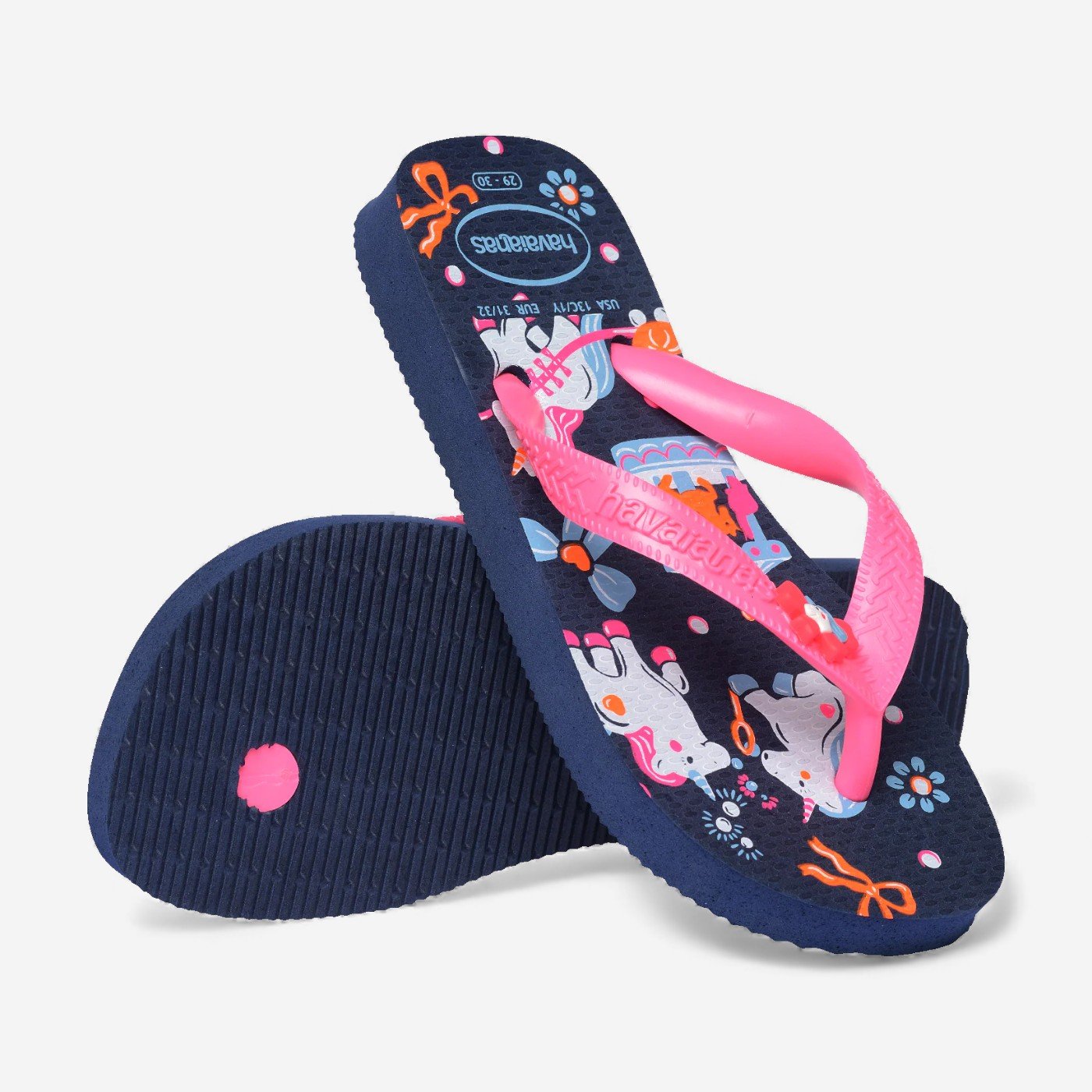 Chinelo Havaianas Fantasy Infantil Unicórnio Azul Marinho/Rosa 4