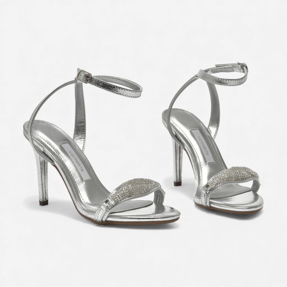 Sandália Via Marte Salto Fino Metalizada Prata Prata 3