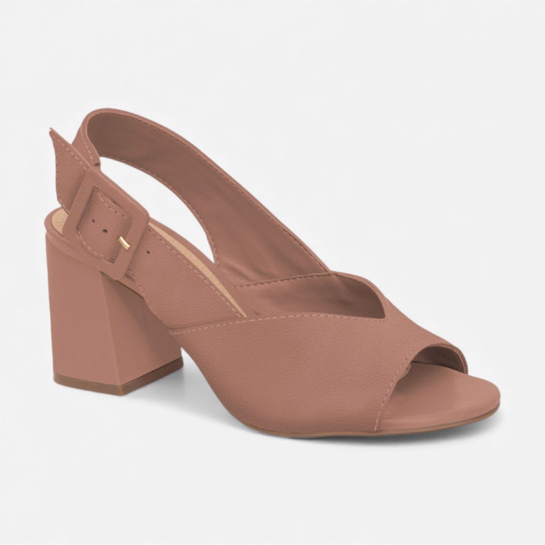 Sandália Bottero Salto Bloco Em Couro Nude Nude 2
