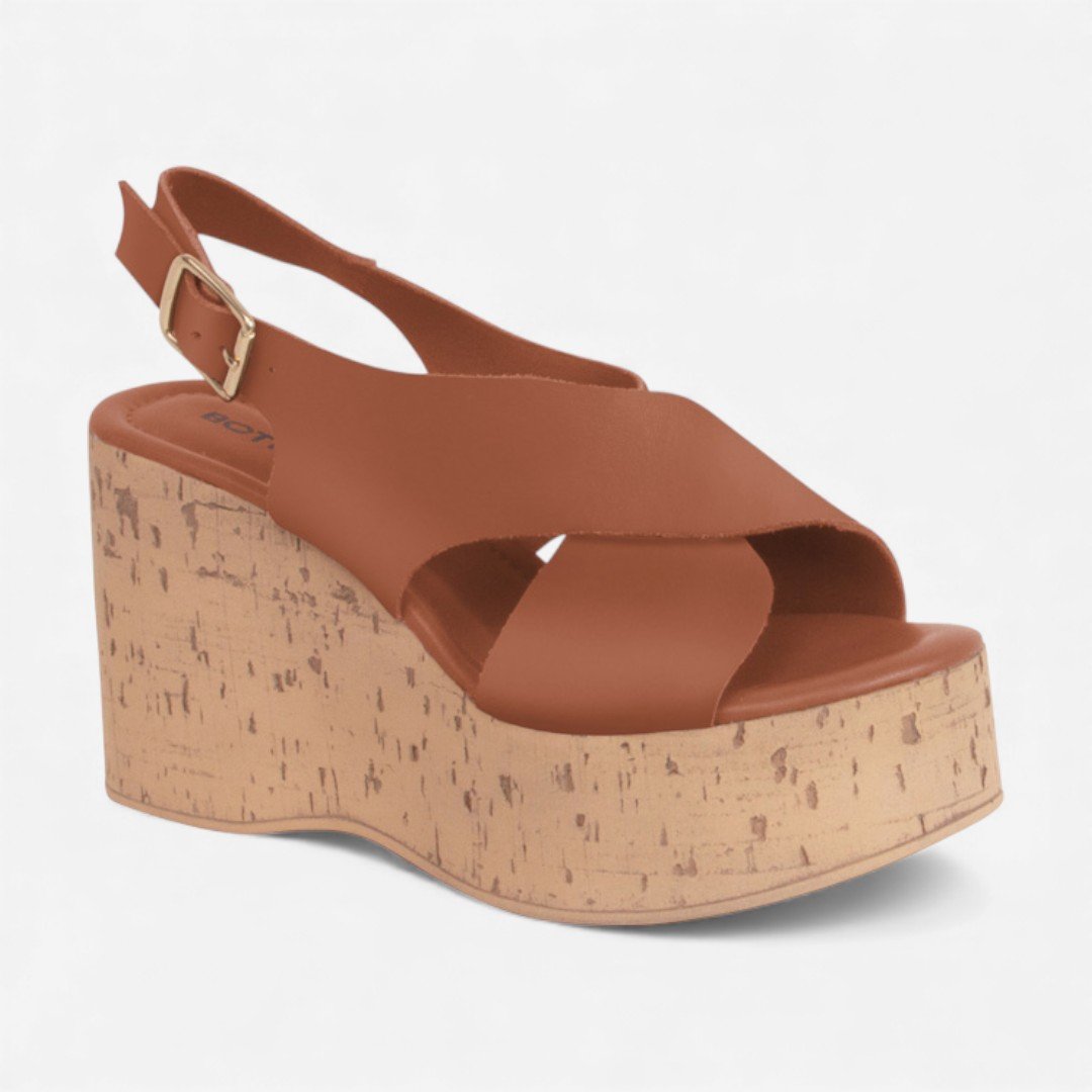 Sandália Plataforma Bottero Em Couro Caramelo Marrom 2