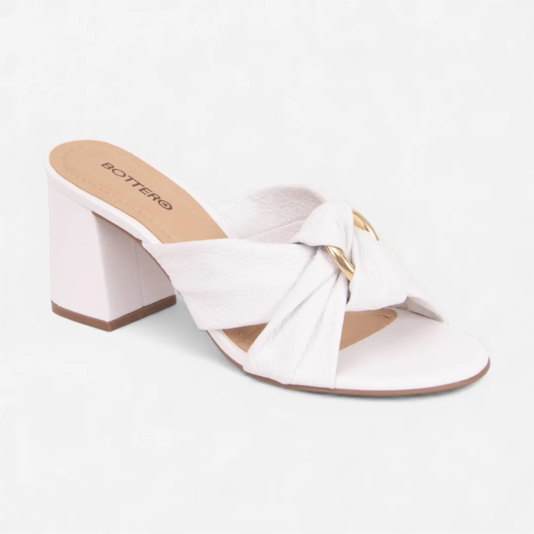 Tamanco Bottero Salto Bloco Em Couro Branco Branco 2