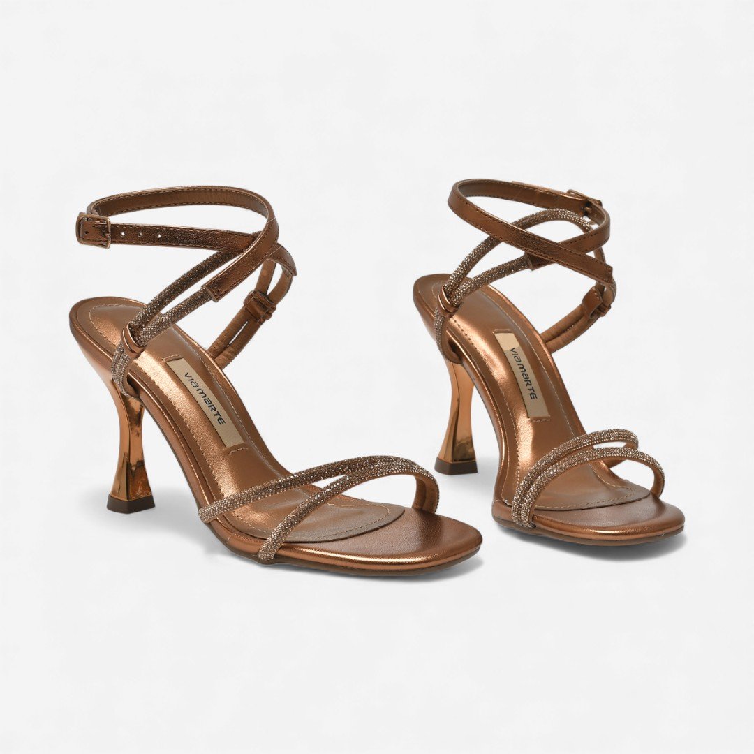 Sandália Via Marte Salto Fino Metalizada Cobre Cobre 3