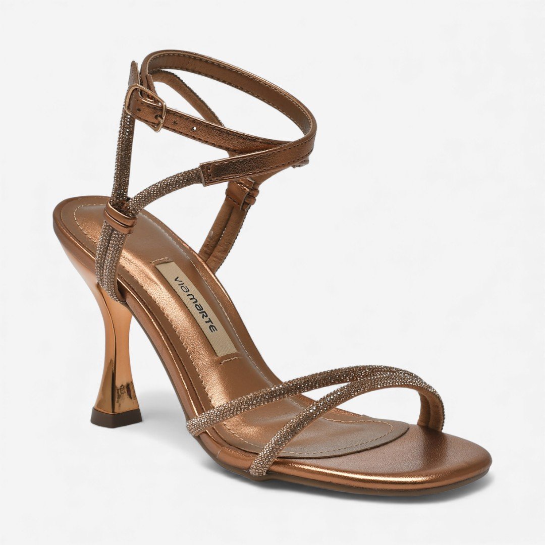 Sandália Via Marte Salto Fino Metalizada Cobre Cobre 4