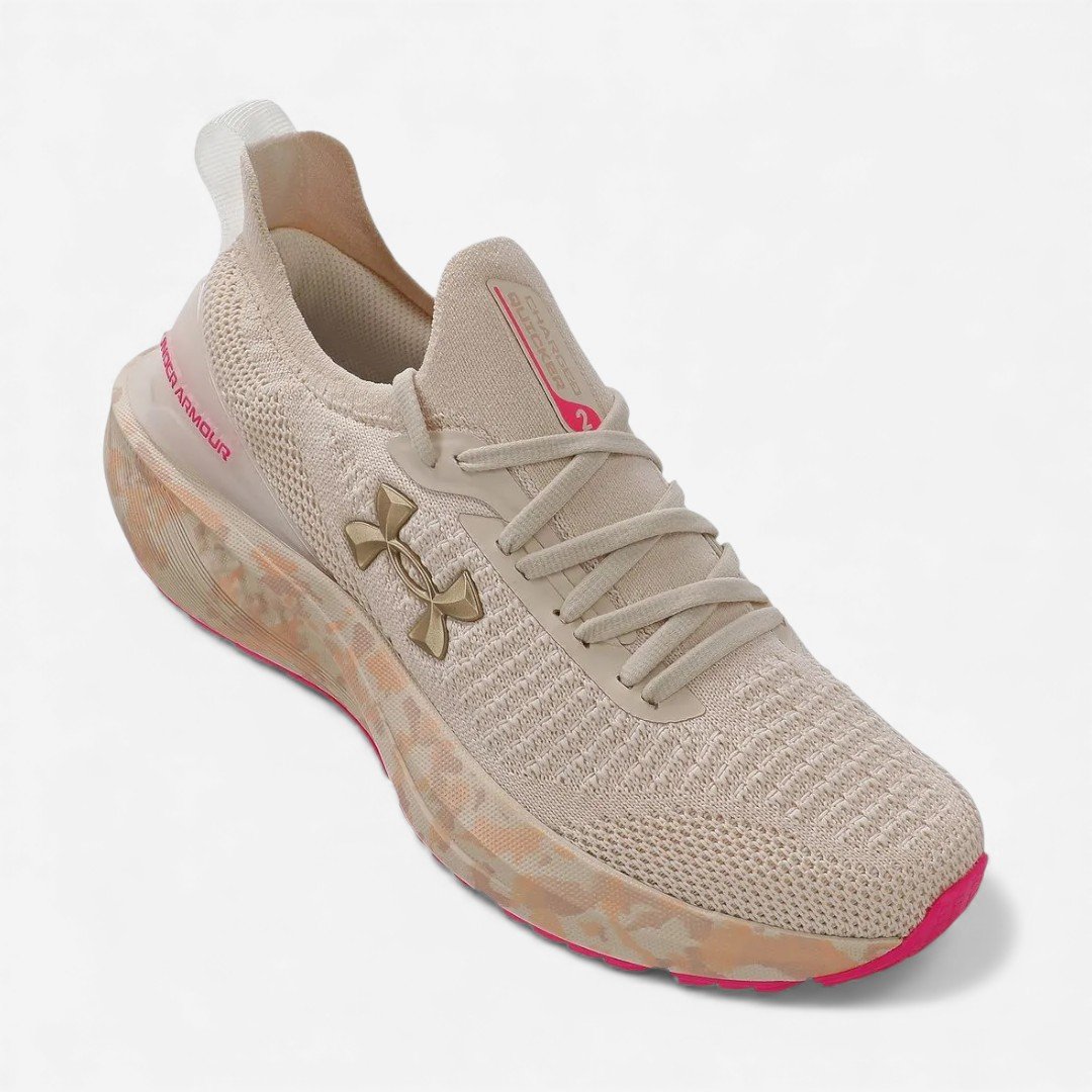 Tênis De Corrida Under Armour Charged Quicker 2 Bege Arenito/Pink 2