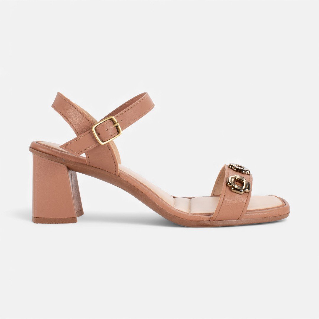 Sandália Mississipi De Salto Bloco Castanho