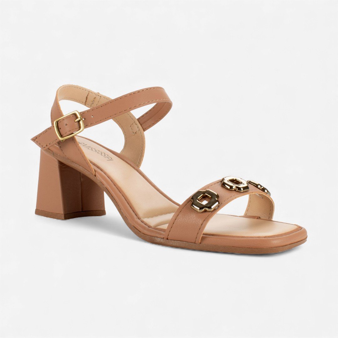 Sandália Mississipi De Salto Bloco Castanho Marrom 6