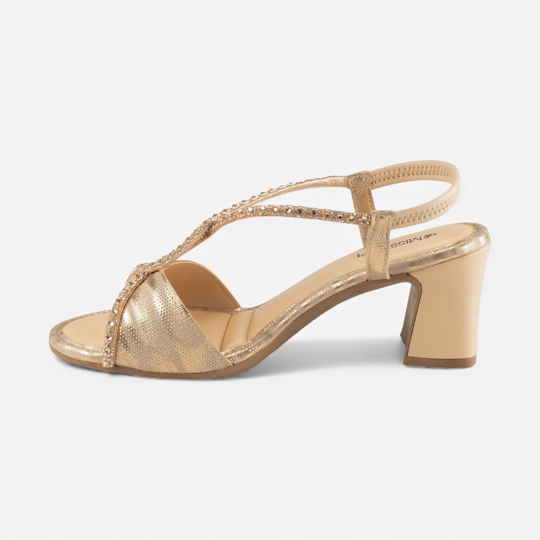 Sandália Mississipi De Salto Bloco Metalizada Rosê Dourado 3