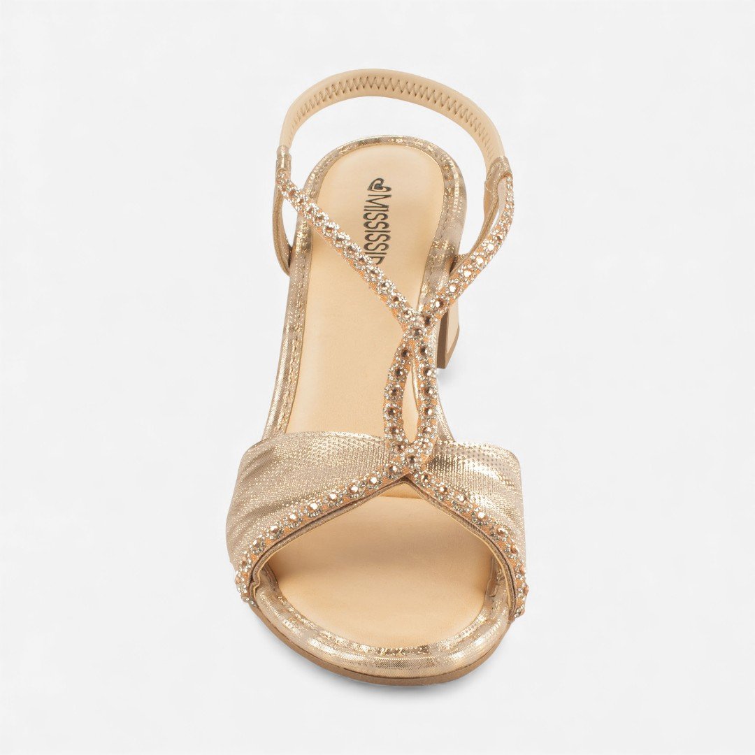Sandália Mississipi De Salto Bloco Metalizada Rosê Dourado 5
