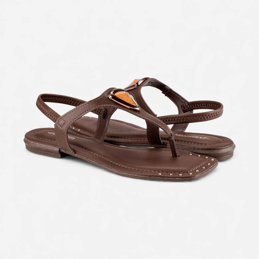Sandália Mississipi Rasteira Marrom Marrom 5