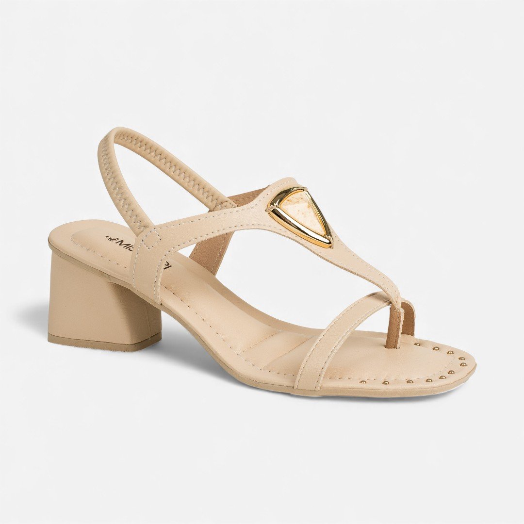 Sandália Mississipi De Salto Bloco Bege Bege 7