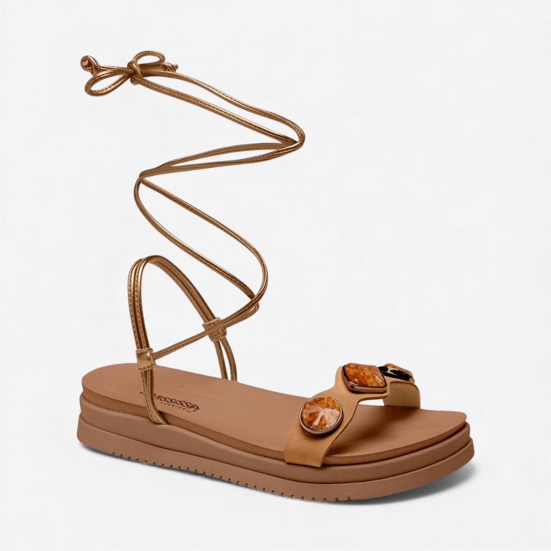 Sandália Papete Mississipi De Amarração Marrom Marrom 2