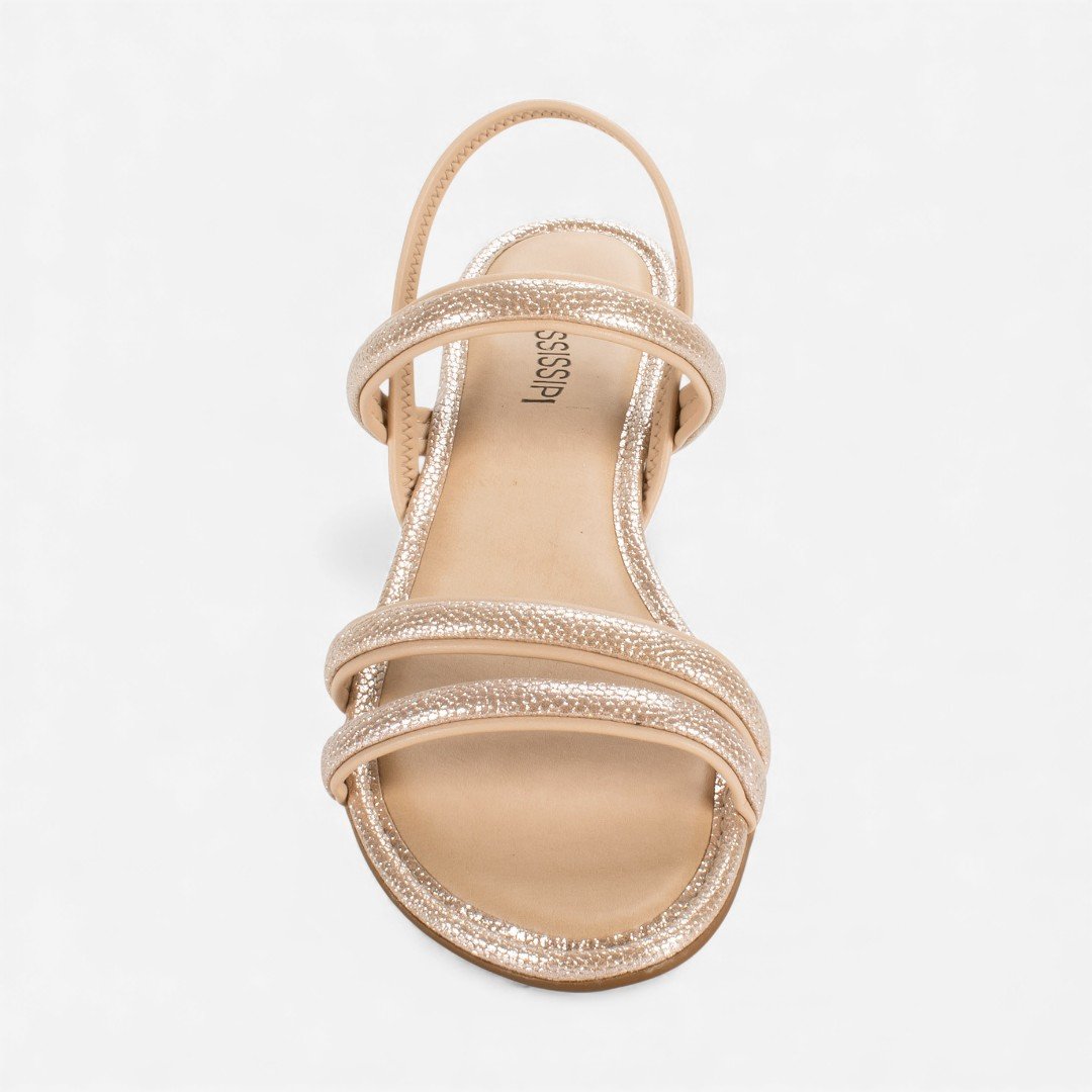 Sandália Mississipi Rasteira Bege Rose Gold 5